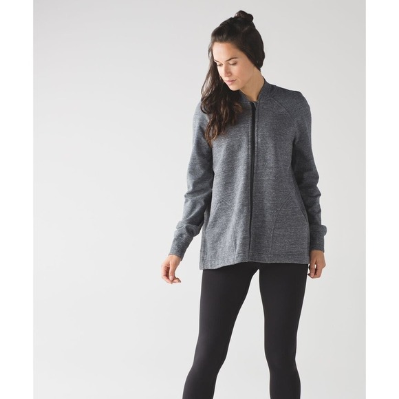 Lululemon Pleat To Street Bomber Jacket Heathered Gray Women's Size 10 H11148 - Picture 1 of 16